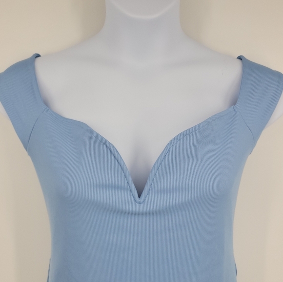 Express Womens Blue Body Contour High Compression Ribbed Bodysuit Size XL - Picture 11 of 12